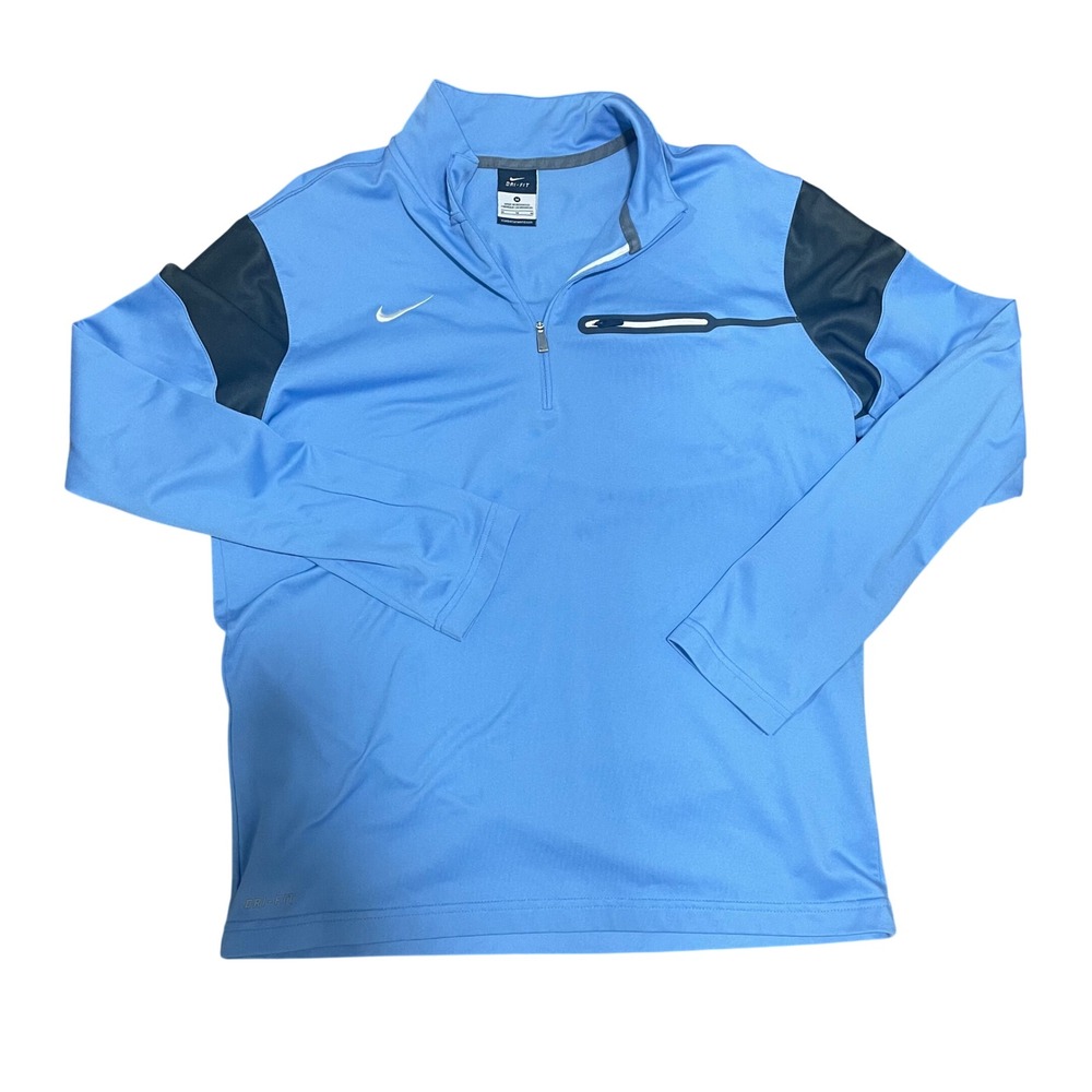 Nike Dri-FIT Mens Quarter Zip Pullover Blue Grey Running Golf Top Size‎ Medium